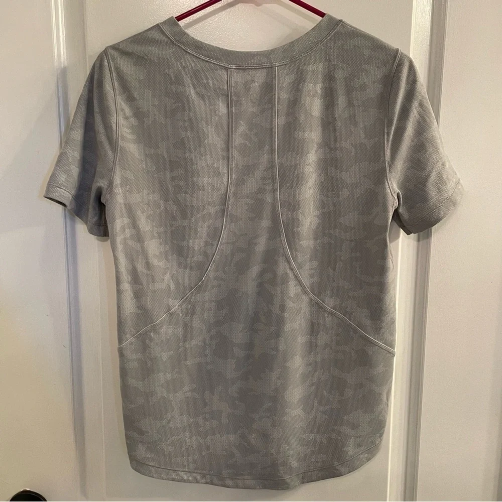 Lululemon Long Distance Short Sleeve Incognito Camo SSL Silver Drop Alpine White